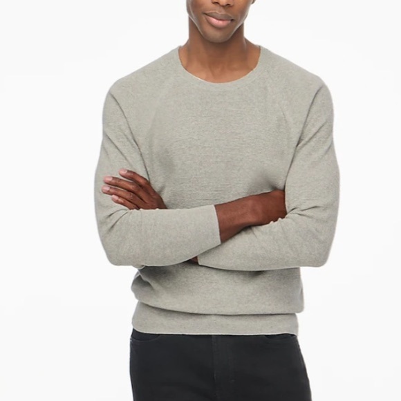 J crew heather dove Cotton seed-stitch crewneck sweater - Picture 1 of 4